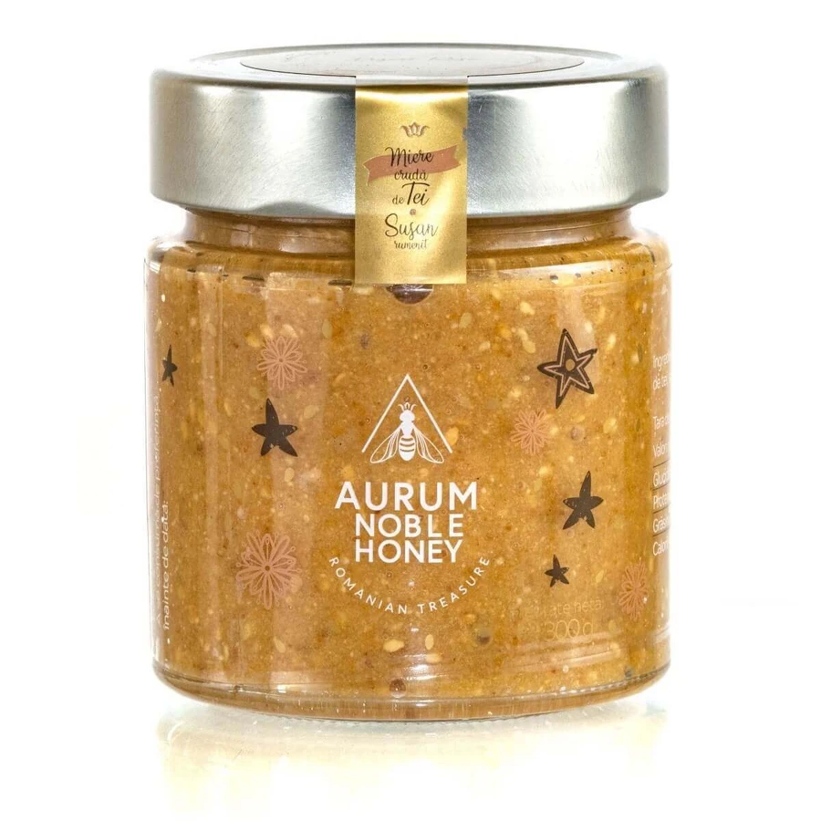 Сырой липовый мед с жареным кунжутом Desert Rose, 300 г, Aurum Noble Honey: цены и характеристики