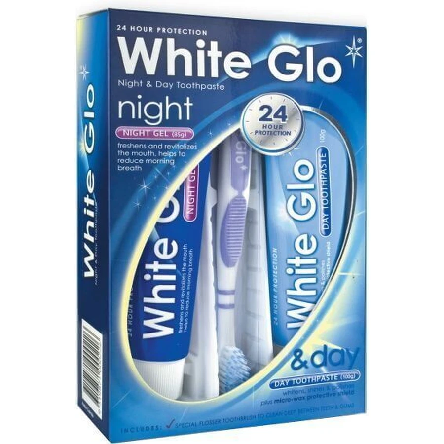 Набір відбілюючих паст White Glo для денного та нічного застосування 185 г: ціни та характеристики