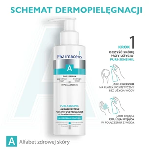 Pharmaceris A Puri-Sensimil, очищувальне та демакіяжне молочко для обличчя та очей, 190 мл