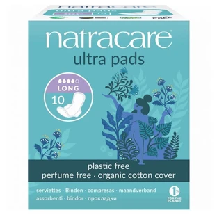 Прокладки Natracare Ultra Pads Long с крылышками, органические, 4 капли, 10 штук