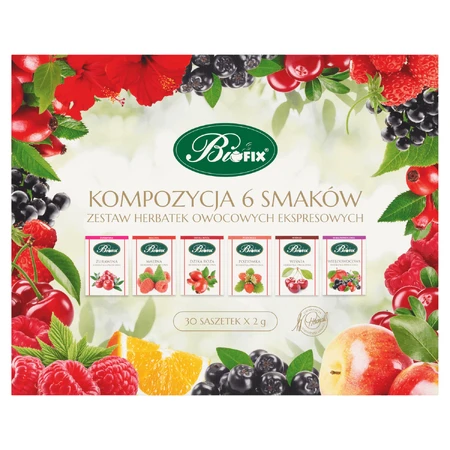 Bi fix Composition 6 смаків, набір фруктового чаю, 2 г х 30 пакетиків: ціни та характеристики