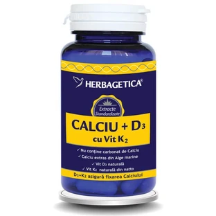 Кальцій + D3 + Вітамін К2 Herbagetica Calcium + D3 + Vitamina K2, 60 капсул
