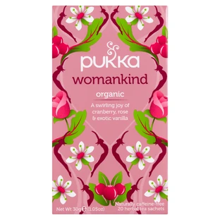 Pukka Womankind Organic, фруктово-трав'яний чай, журавлина та троянда, ароматизований, 1,5 г х 20 пакетиків