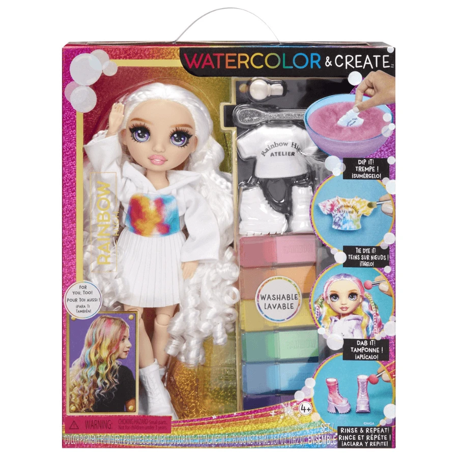 Акварельная кукла Create Doll с фиолетовыми глазами, +4 года, Rainbow High: цены и характеристики