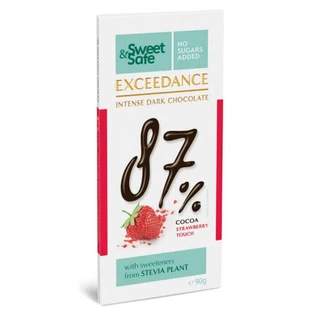 Темный шоколад 87% с клубникой Sweet & Safe, 90 г, Sly Nutrition