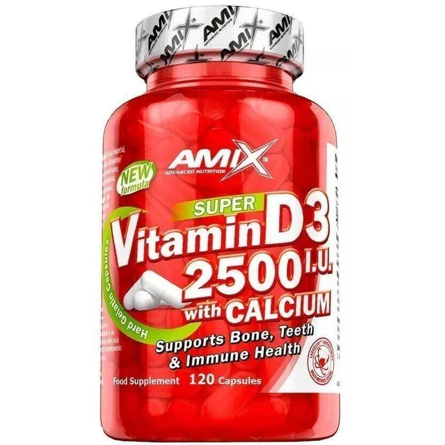 Amix Вітамін D3 2500 МО з кальцієм 120 капсул: ціни та характеристики