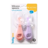 Силиконовые ложки, 6 месяцев+, розовый/мове, 2 шт, Babyono