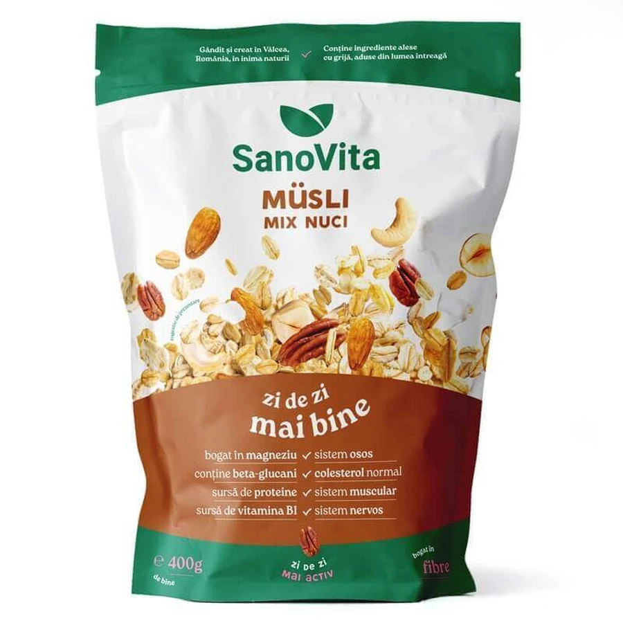 Муслі з горіховим міксом, 400 г, Sanovita: ціни та характеристики