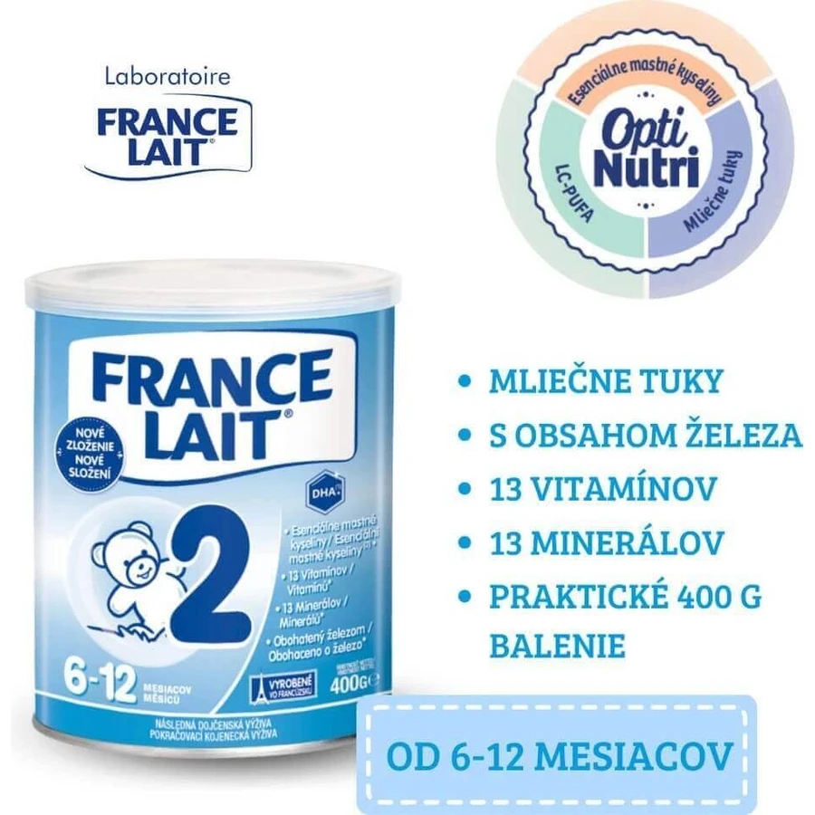 France Lait 2 последующая молочная смесь с 6-12 месяцев 1×400 г, молочная смесь с 6 месяцев: цены и характеристики
