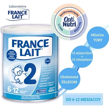 France Lait 2 последующая молочная смесь с 6-12 месяцев 1×400 г, молочная смесь с 6 месяцев: цены и характеристики