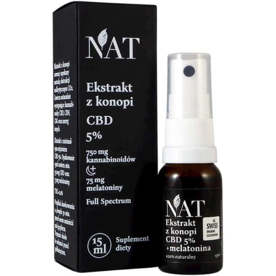 NAT Конопляний екстракт повного спектру 5% CBD + мелатонін 15мл: ціни та характеристики