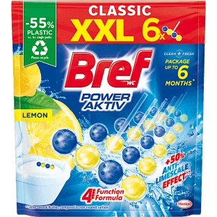 Bref Освежитель для туалета power activ лимон, 6 шт.
