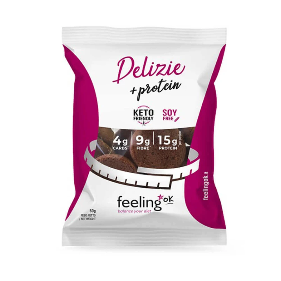 Печиво низьковуглеводне з какао Delight, 50 г, Feeling Ok: ціни та характеристики