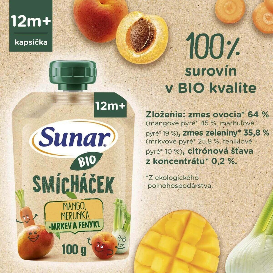 Sunar Organic фруктовая капсула Микс манго, моркови, маруа и фенхеля 100 г: цены и характеристики