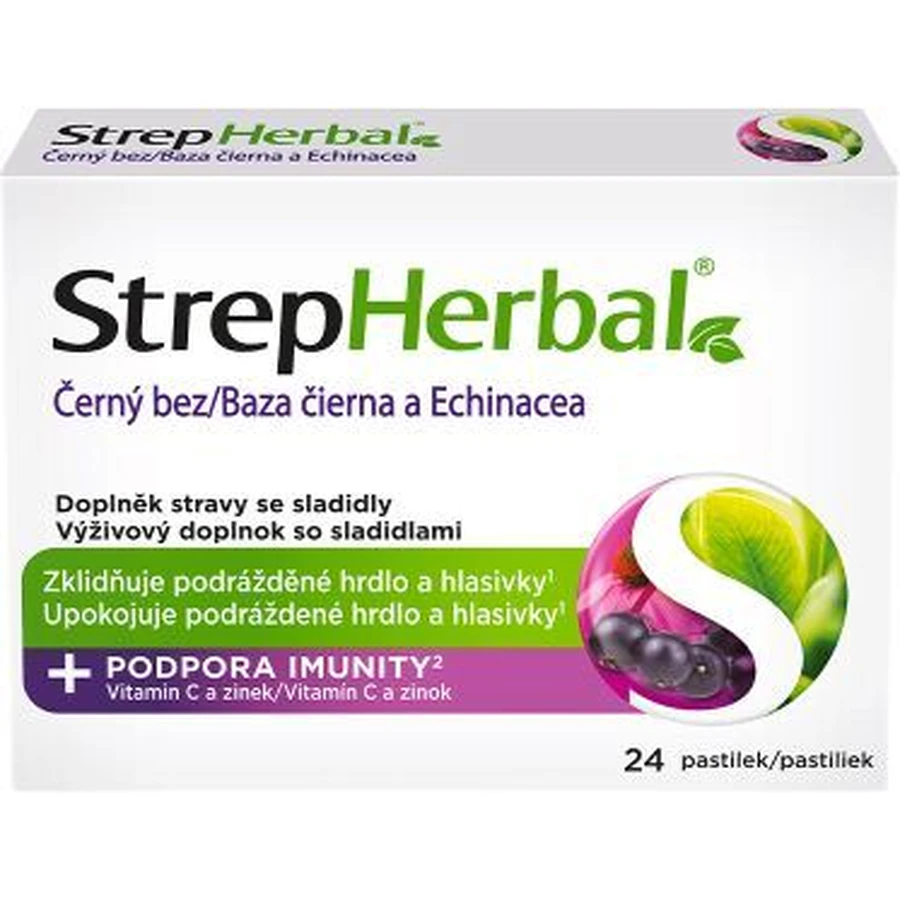 StrepHerbal Эхинацея и черная бузина 24 пастилки: цены и характеристики