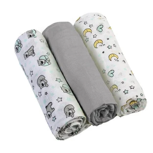 BabyOno, пелюшка тканинна, 70 см х 70 см, сіра, 3 шт.