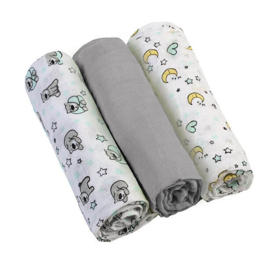 BabyOno, пелюшка тканинна, 70 см х 70 см, сіра, 3 шт.: ціни та характеристики