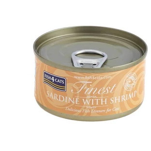 Fish4Cats Консервы для макак Finest сардина с креветками 70 г