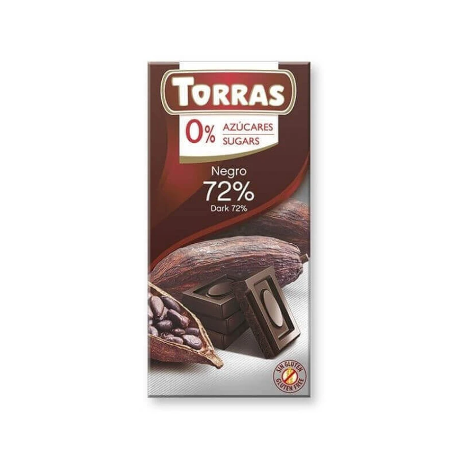 Шоколад с 72% какао, без сахара и глютена 75 г TORRAS: цены и характеристики