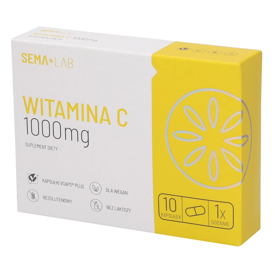 SEMA Lab Вітамін С 1000 мг, 10 целюлозних капсул ЗНИЩЕНА УПАКОВКА: ціни та характеристики
