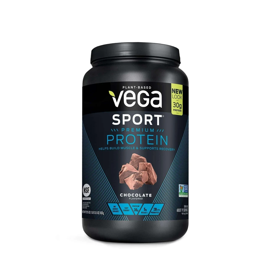 Протеїн Vega Sport Premium, рослинний протеїн, зі смаком шоколаду, 837 г: ціни та характеристики