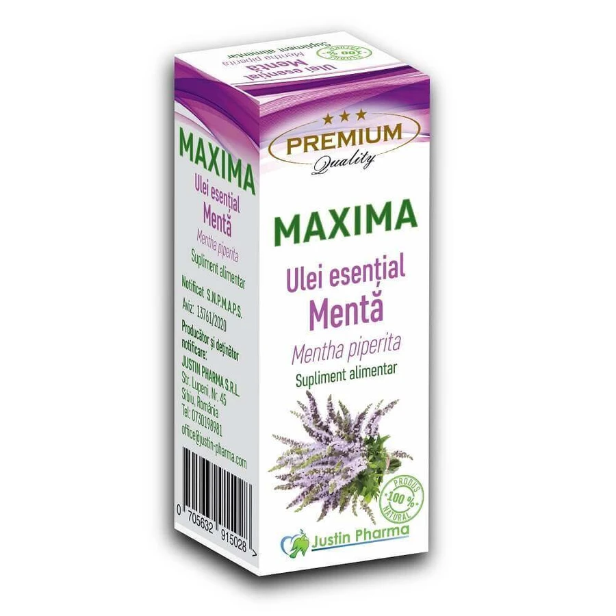 Ефірна олія м'яти перцевої Maxima, 10 мл, Justin Pharma: ціни та характеристики