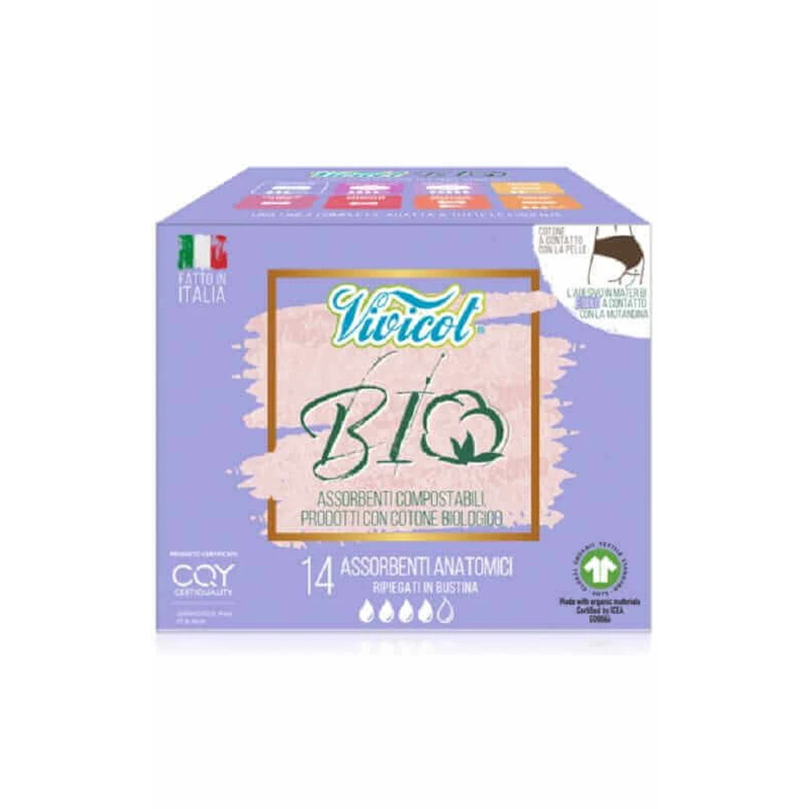 Анатомические ультратонкие гигиенические полотенца Vivicot BIO из 14 штук: цены и характеристики