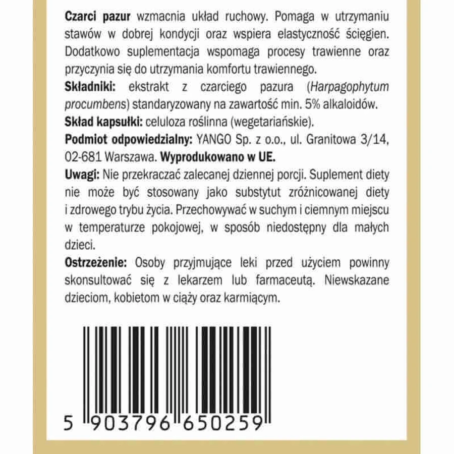 Коготь дьявола 90 капсул Yango: цены и характеристики