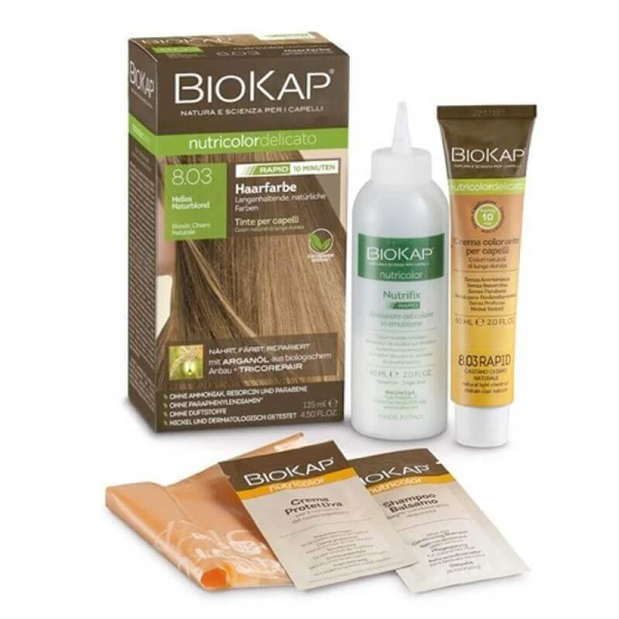 Перманентна фарба для волосся Nutricolor Delicato Nutricolor Delicato, Nunaa Natural Light Blond 8.03, 140 мл, Biokap: ціни та характеристики