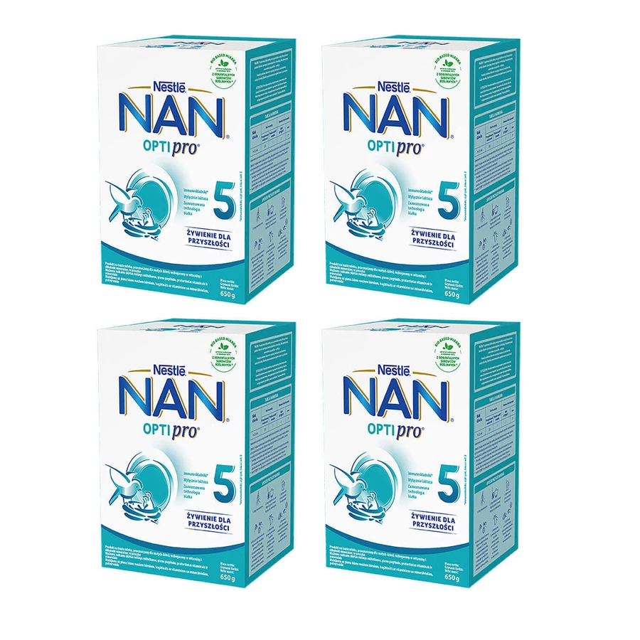 Набір Nestle NAN Optipro 5, Юніор, модифіковане молоко для дітей від 2,5 років, 4 х 650 г: ціни та характеристики