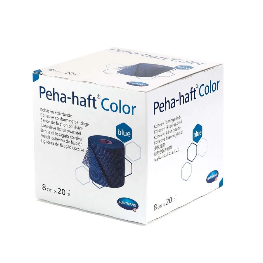 Бинт самоклеящийся эластичный Peha-haft Colour, синий (932474), 8 см x 20 м, Hartmann: цены и характеристики