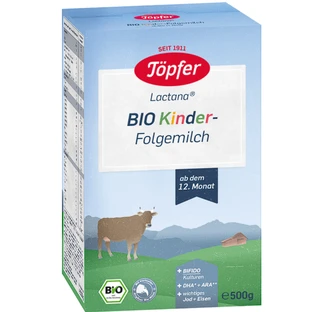 Дитяча суха молочна суміш Topfer Lactana Bio Kinder, органічна, 12+ місяців, 500 г