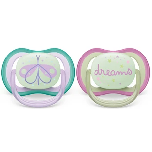 Philips Philips Avent Ultra Air Фосфоресцентні пустушки Ultra Air, 0-6 місяців, 2 штуки, рожеві та зелені, SCF376/19, Philips