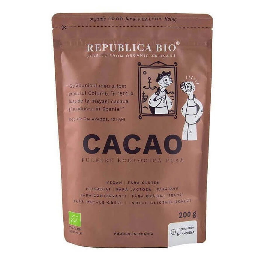 Чистий органічний какао-порошок, 200 г, Organic Republic: ціни та характеристики