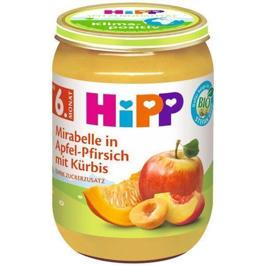 HiPP Яблуко, персик, мірабель, горіх з 6 місяців 190 г: ціни та характеристики
