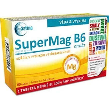 Astina SuperMag B6 CITRATE 1×60 тбл, дієтична добавка: ціни та характеристики