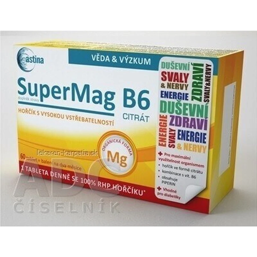 Astina SuperMag B6 CITRATE 1×60 тбл, дієтична добавка: ціни та характеристики