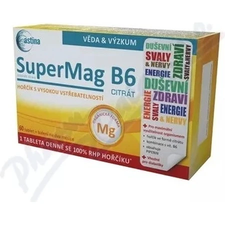 Astina SuperMag B6 CITRATE 1×60 тбл, дієтична добавка: ціни та характеристики