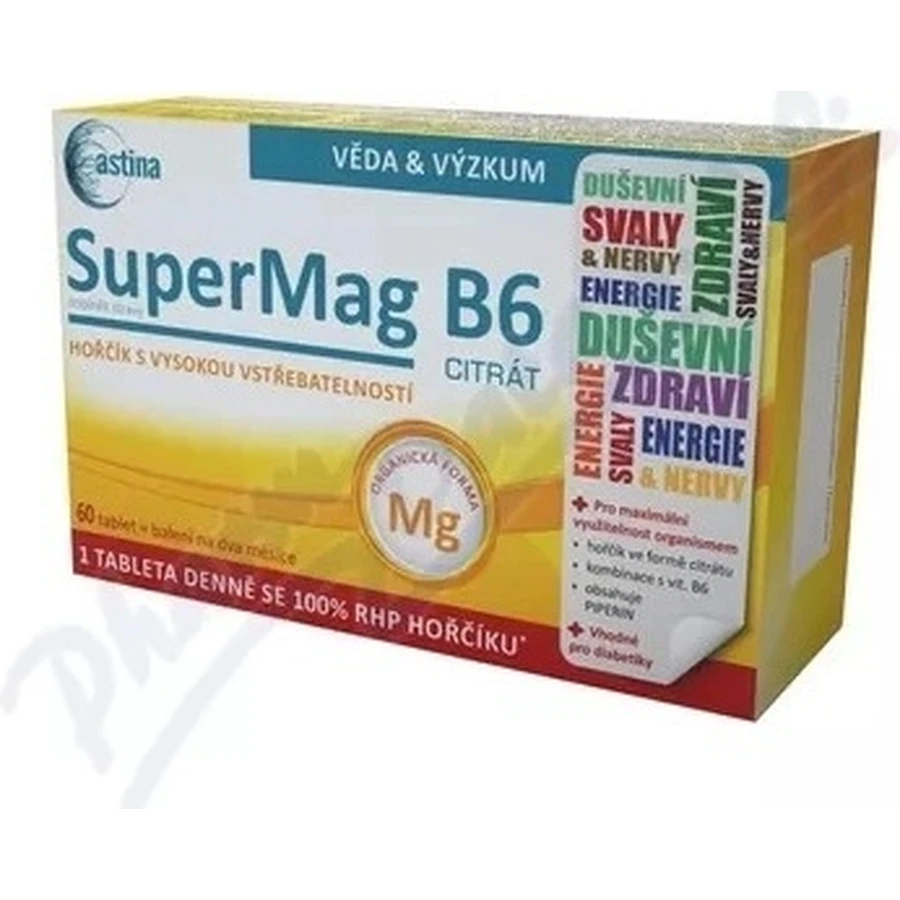Astina SuperMag B6 CITRATE 1×60 тбл, дієтична добавка: ціни та характеристики
