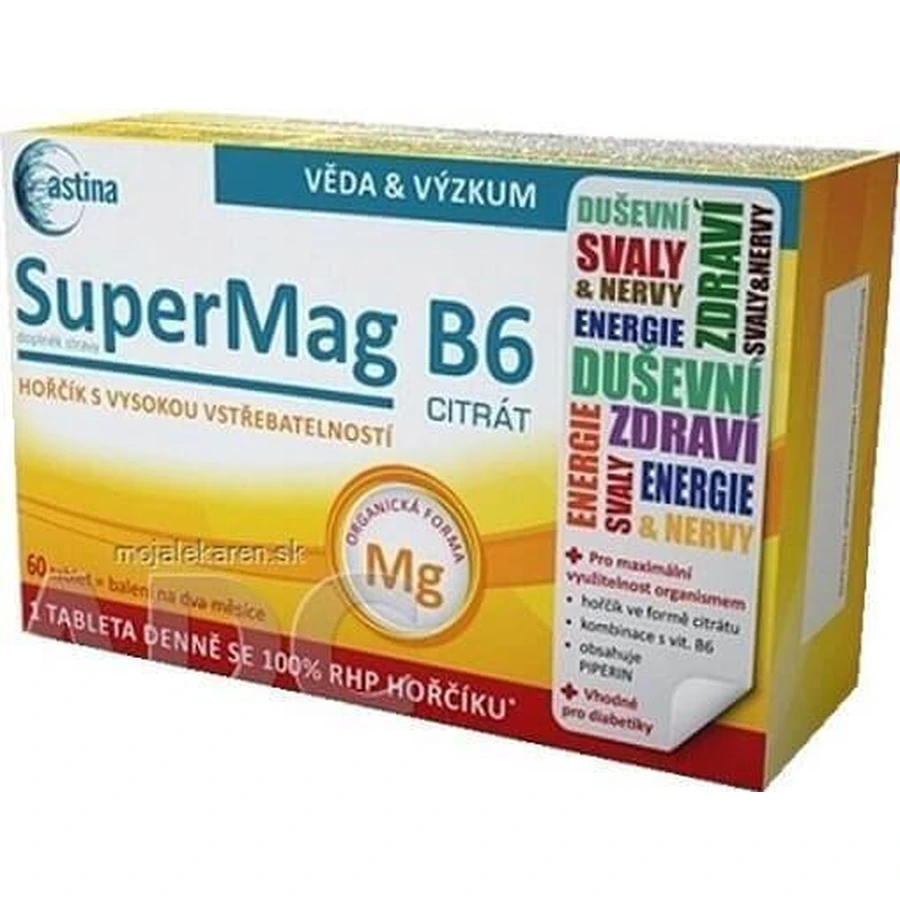 Astina SuperMag B6 CITRATE 1×60 тбл, дієтична добавка: ціни та характеристики