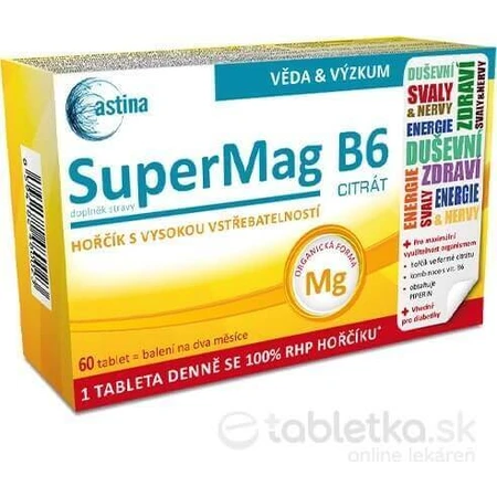 Astina SuperMag B6 CITRATE 1×60 тбл, дієтична добавка: ціни та характеристики