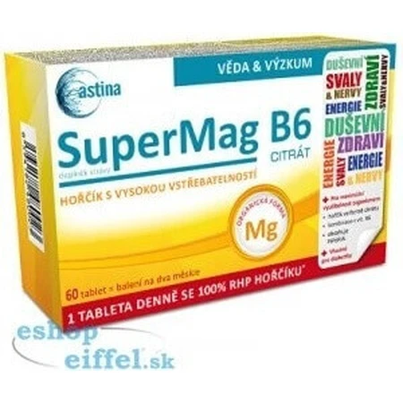 Astina SuperMag B6 CITRATE 1×60 тбл, дієтична добавка: ціни та характеристики
