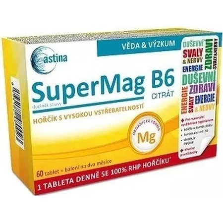 Astina SuperMag B6 CITRATE 1×60 тбл, дієтична добавка: ціни та характеристики