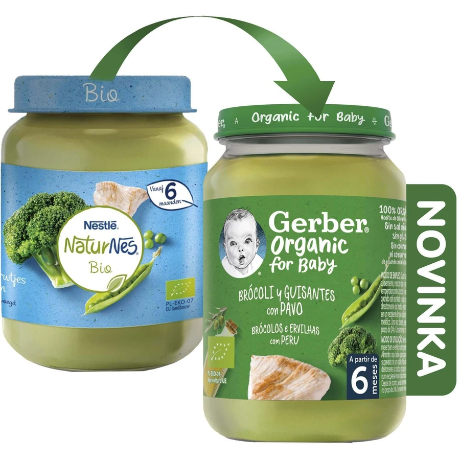 Органічна броколі Gerber з горошком та індичкою 190 г: ціни та характеристики