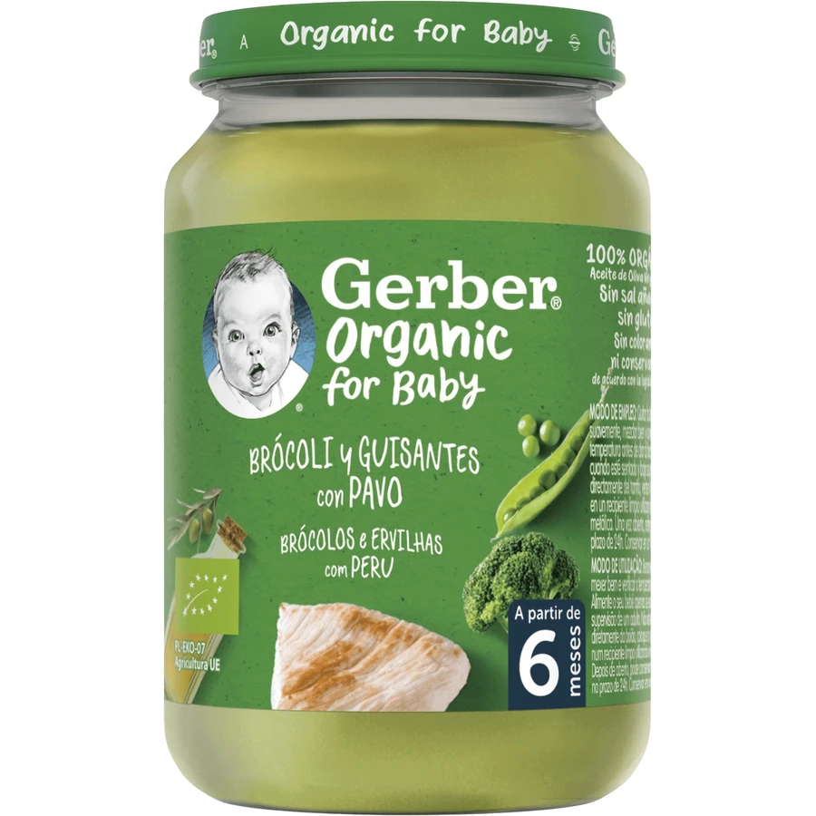 Органічна броколі Gerber з горошком та індичкою 190 г: ціни та характеристики