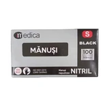 Рукавички Medica нітрилові чорні неопудрені, S, 100 шт.