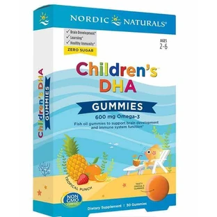 Nordic Naturals, Дитяча лосина ДГК, тропічний пунш 600 мг 30 шт.