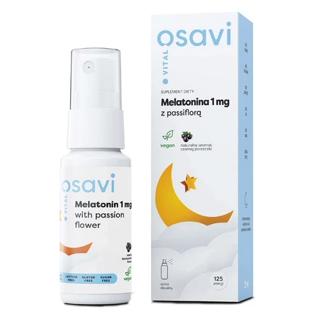 Osavi Vital Мелатонін 1 мг з пасифлором, спрей для ротової порожнини, зі смаком чорної смородини, 25 мл: ціни та характеристики