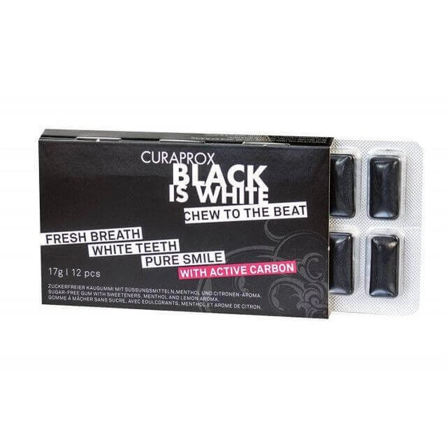Жевательная резинка Curaprox Black Is White, 12 шт.: цены и характеристики