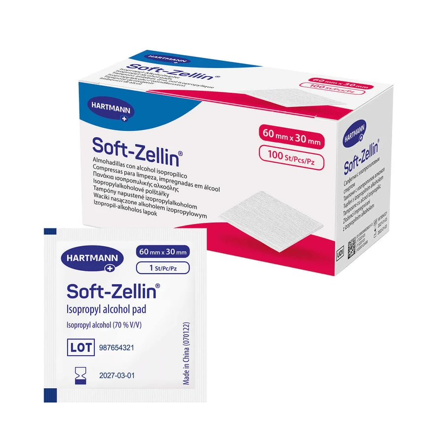 Soft-Zellin, компресс, пропитанный спиртом, 6 см x 3 см, 100 штук: цены и характеристики